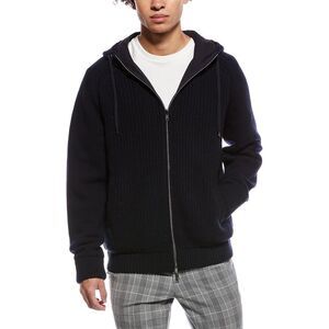 Herno Mens  Hooded Reversible Wool Jacket, Blue